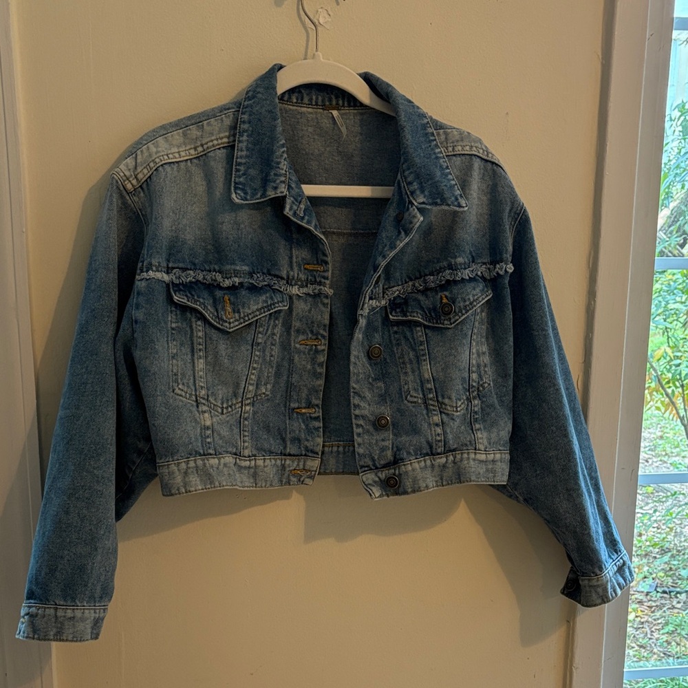Free People Cropped Denim Jacket